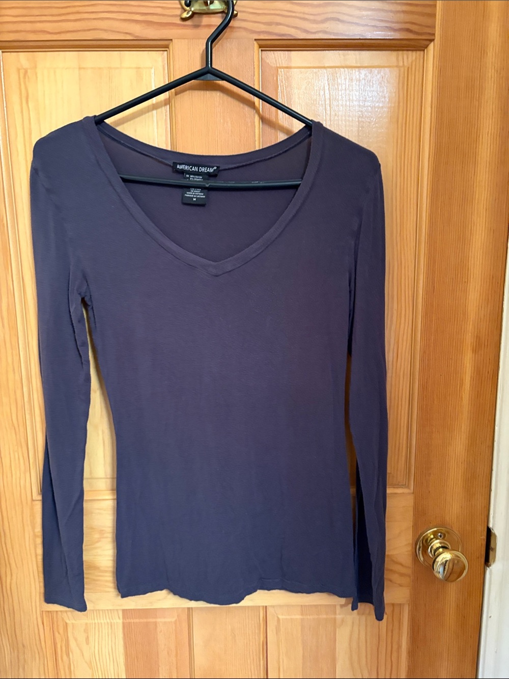 American Dream Long-Sleeve V-Neck Top — Plum